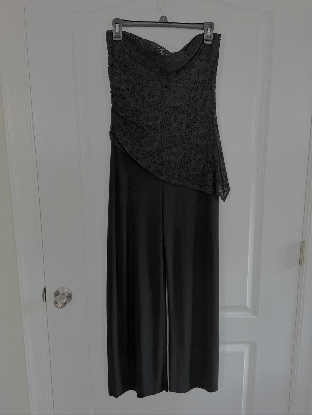 White House Black Market Black Strapless Lace Overlay Jumpsuit